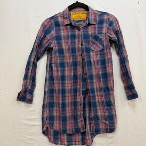 Comfort Outfitter Mens Plaid Button Down Shirt Pink Blue Cotton Flannel Size M